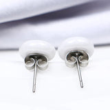 Romantic Crystal Stone Round Stud Earrings Rhinestone Ceramic Party Jewelry