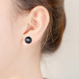 Romantic Crystal Stone Round Stud Earrings Rhinestone Ceramic Party Jewelry