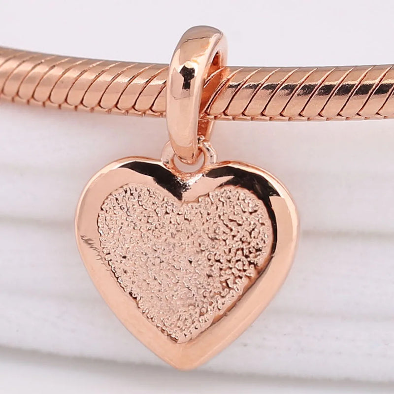 925 Sterling Silver Matte Heart Fit Necklace Pendant Women DIY Jewelry