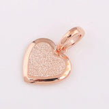 925 Sterling Silver Matte Heart Fit Necklace Pendant Women DIY Jewelry