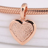 925 Sterling Silver Matte Heart Fit Necklace Pendant Women DIY Jewelry