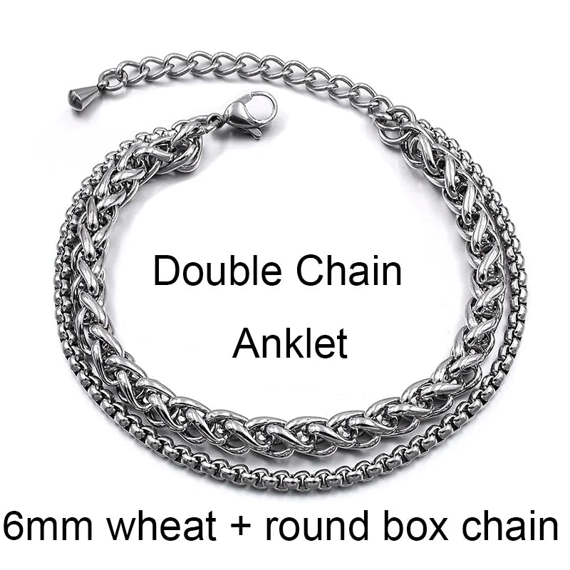 Stainless Steel Beach Anklets Silver Jewelry Leg Ankle Bracelet Men Women Gift