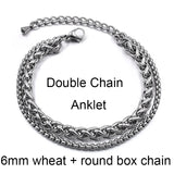 Stainless Steel Beach Anklets Silver Jewelry Leg Ankle Bracelet Men Women Gift