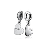 Sterling Silver 925 Mother & Son Heart Charms for Bracelets DIY