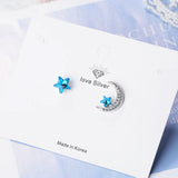 925 Silver Star Moon Earrings with Zirconia Crystals