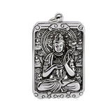Goddess of Mercy Silver Buddha Pendant Necklace Lucky Amulet