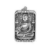 Goddess of Mercy Silver Buddha Pendant Necklace Lucky Amulet