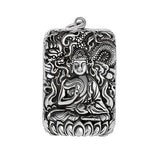 Goddess of Mercy Silver Buddha Pendant Necklace Lucky Amulet