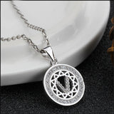 925 Silver Initial V Pendant Necklace with Zircon for Women Girls