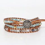 Opal Stone Rhinestone Leather Wrap Bracelet