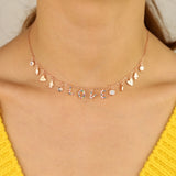 Rainbow CZ Choker Necklace 925 Sterling Silver Initial Letter Drip Charm