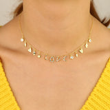 Rainbow CZ Choker Necklace 925 Sterling Silver Initial Letter Drip Charm