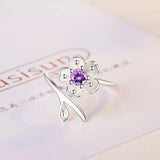 925 Sterling Silver Pink Crystal Cherry Blossoms Bridal Jewelry Set