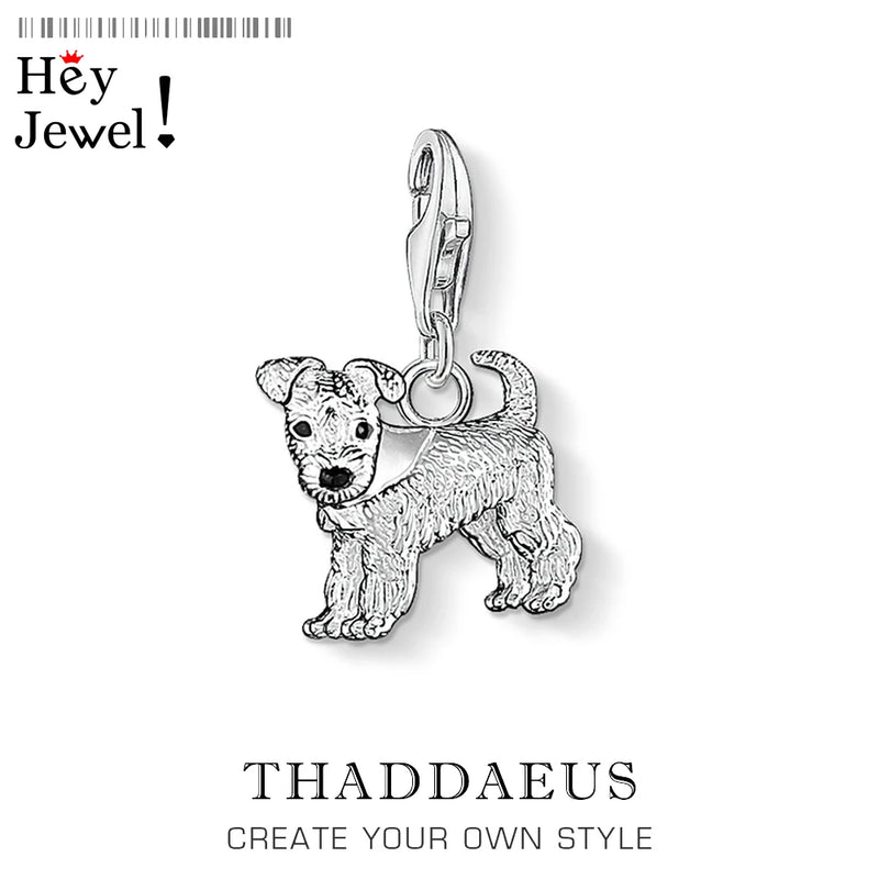 Winter Small Dog Charm Pure Pendant Fit Bracelet Women Men Charm Jewelry