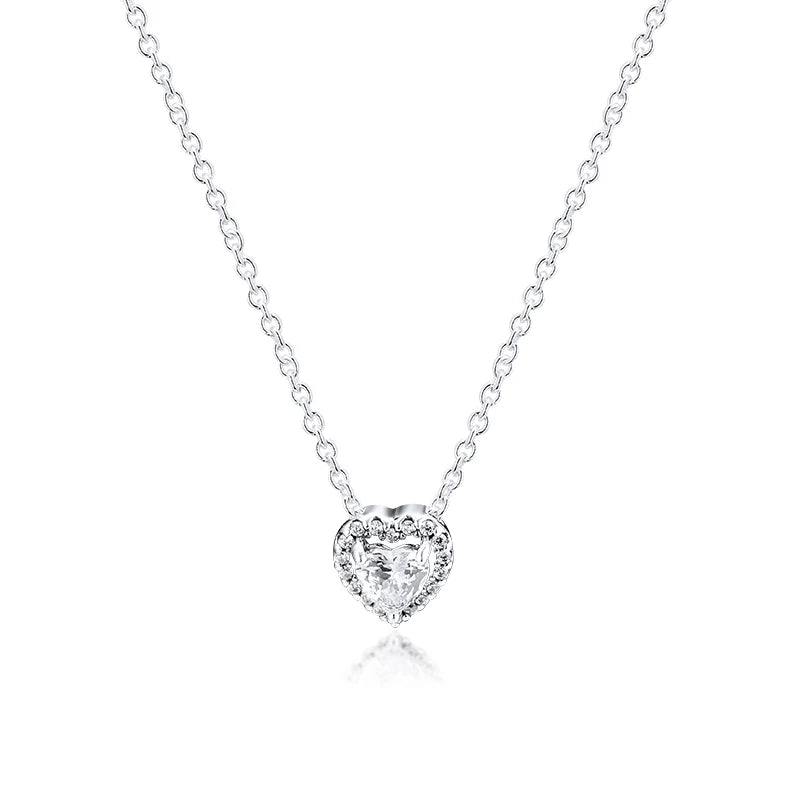 Sterling Silver Sparkling Heart Pendant Necklace with CZ