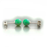 Green Fire Opal Earrings 925 Silver Vintage Zircon Stud Earrings