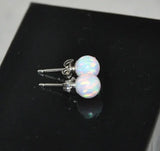 Green Fire Opal Earrings 925 Silver Vintage Zircon Stud Earrings