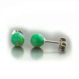 Green Fire Opal Earrings 925 Silver Vintage Zircon Stud Earrings