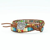 Natural Stones Rhinestone Leather Wrap Bracelet Fancy Femme Bracelets