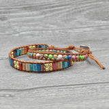 Natural Stones Rhinestone Leather Wrap Bracelet Fancy Femme Bracelets