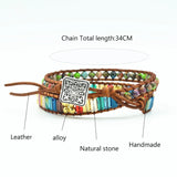 Natural Stones Rhinestone Leather Wrap Bracelet Fancy Femme Bracelets