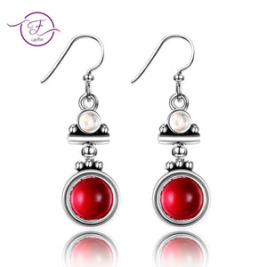 Bohemia 925 Silver Drop Earrings Wedding Party Jewelry