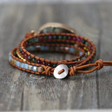 Wrap Bracelets Women Natural Stone Beads Leather Bracelet