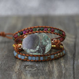 Wrap Bracelets Women Natural Stone Beads Leather Bracelet