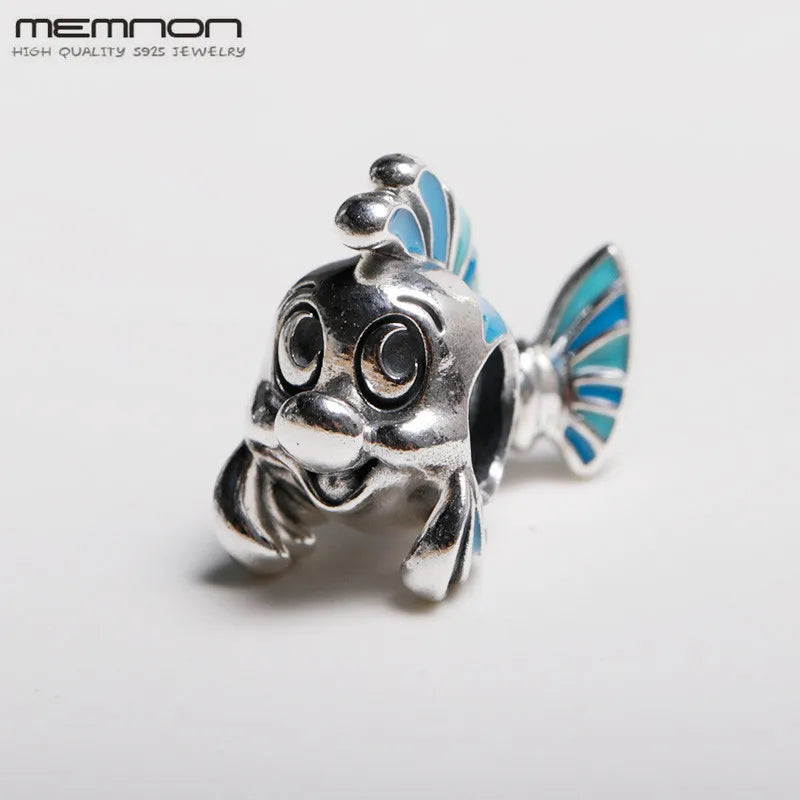 Autumn Little Flounder Charms 925 Sterling Silver Enamel Beads DIY Jewelry