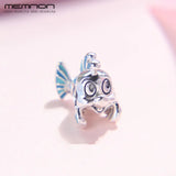 Autumn Little Flounder Charms 925 Sterling Silver Enamel Beads DIY Jewelry