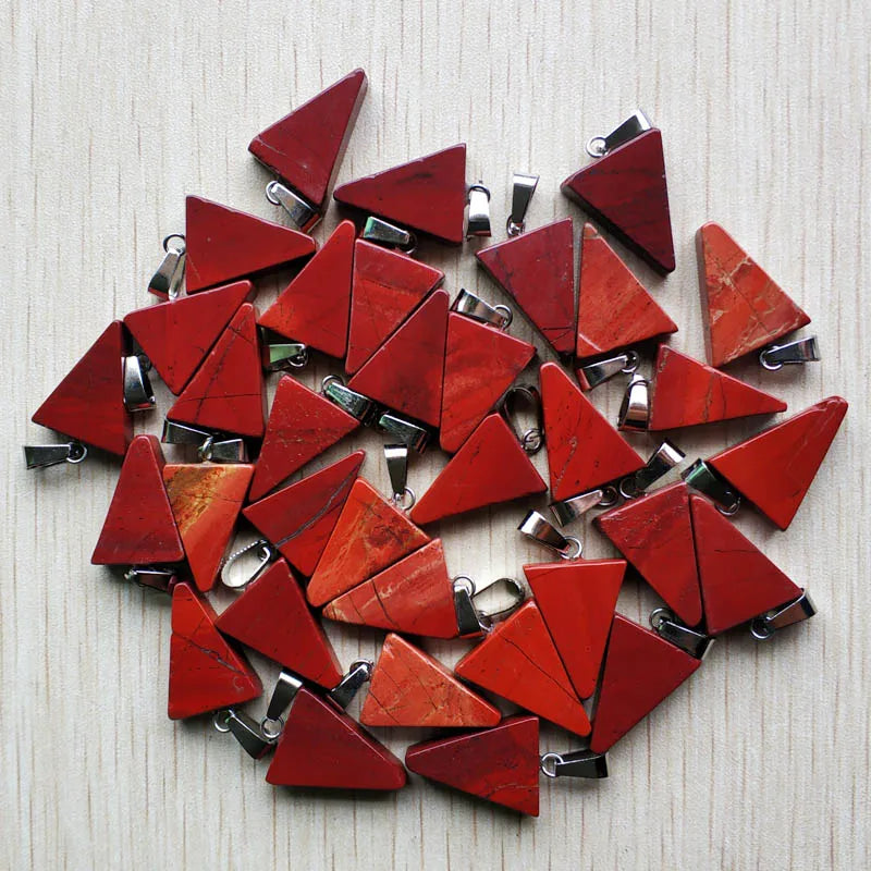 50pcs Natural Rainbow Stone Triangle Pendants for Necklace Making