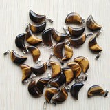 Tiger Eye Crescent Moon Charms Pendants for Jewelry Making 50pcs/lot