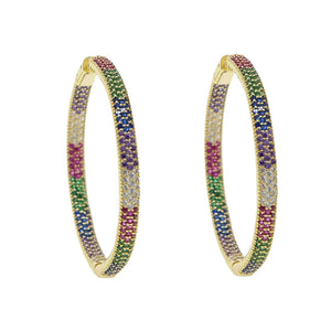 Colorful Rainbow CZ Hoop Earring for Women - European Jewelry