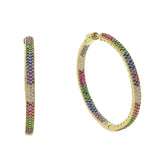 Colorful Rainbow CZ Hoop Earring for Women - European Jewelry