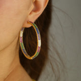 Colorful Rainbow CZ Hoop Earring for Women - European Jewelry