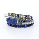 Lapis Lazuli Charms Leather Bracelet Boho Jewelry