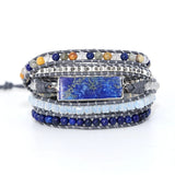 Lapis Lazuli Charms Leather Bracelet Boho Jewelry
