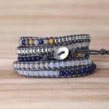 Lapis Lazuli Charms Leather Bracelet Boho Jewelry