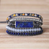 Lapis Lazuli Charms Leather Bracelet Boho Jewelry