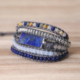 Lapis Lazuli Charms Leather Bracelet Boho Jewelry