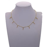 Delicate Micro Pave CZ Bar 925 Silver Necklace