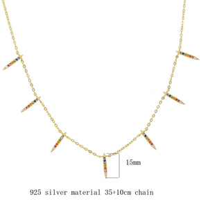 Delicate Micro Pave CZ Bar 925 Silver Necklace