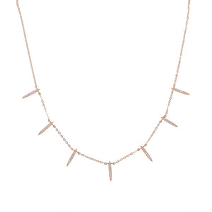 Delicate Micro Pave CZ Bar 925 Silver Necklace