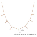 Delicate Micro Pave CZ Bar 925 Silver Necklace