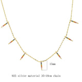 Delicate Micro Pave CZ Bar 925 Silver Necklace