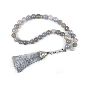 10mm Grey Natural Stone Muslim Prayer Beads Islamic Tasbih Allah Prayer Tesbih