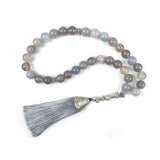 10mm Grey Natural Stone Muslim Prayer Beads Islamic Tasbih Allah Prayer Tesbih