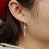 925 Silver Tassell CZ Round Earring with Chain Ear