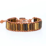 Tiger Eye Natural Stone Beads Leather Wrap Bracelet