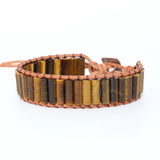 Tiger Eye Natural Stone Beads Leather Wrap Bracelet